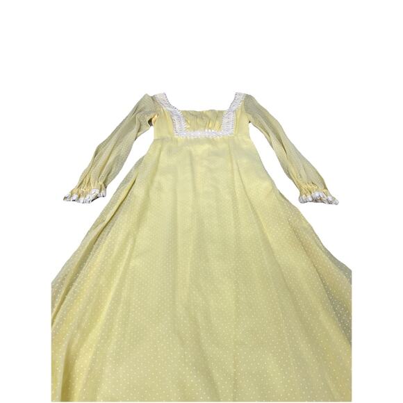 Vintage Sylvia Ann Yellow Swiss Dot Maxi Dress - Picture 6 of 15